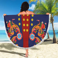 Norwegian Male Bunad Beach Blanket with Rosemaling Folk Art Navy Color - Wonder Print Shop