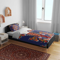 Norwegian Male Bunad Bedding Set with Rosemaling Folk Art Navy Color - Wonder Print Shop