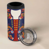 Norwegian Male Bunad 4 in 1 Can Cooler Tumbler with Rosemaling Folk Art Navy Color - Wonder Print Shop