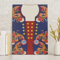 Norwegian Male Bunad Canvas Wall Art with Rosemaling Folk Art Navy Color - Wonder Print Shop