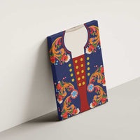 Norwegian Male Bunad Canvas Wall Art with Rosemaling Folk Art Navy Color - Wonder Print Shop