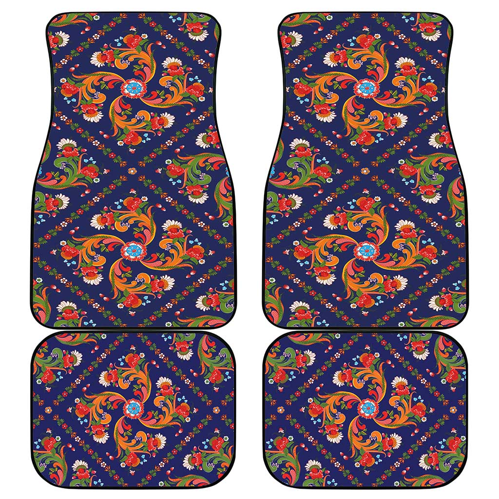 Norwegian Male Bunad Car Mats with Rosemaling Folk Art Navy Color - Wonder Print Shop