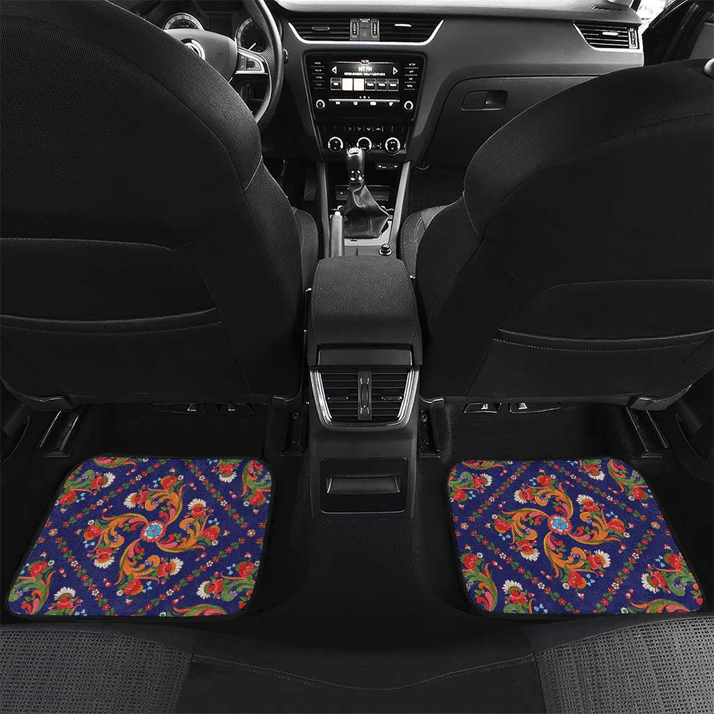 Norwegian Male Bunad Car Mats with Rosemaling Folk Art Navy Color - Wonder Print Shop