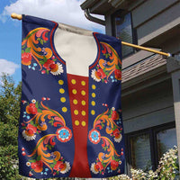 Norwegian Male Bunad Garden Flag with Rosemaling Folk Art Navy Color - Wonder Print Shop