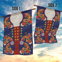 Norwegian Male Bunad Garden Flag with Rosemaling Folk Art Navy Color - Wonder Print Shop