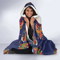 Norwegian Male Bunad Hooded Blanket with Rosemaling Folk Art Navy Color - Wonder Print Shop