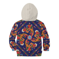 Norwegian Male Bunad Kid Hoodie with Rosemaling Folk Art Navy Color - Wonder Print Shop