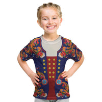 Norwegian Male Bunad Kid T Shirt with Rosemaling Folk Art Navy Color - Wonder Print Shop