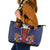 Norwegian Male Bunad Leather Tote Bag with Rosemaling Folk Art Navy Color - Wonder Print Shop