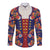 Norwegian Male Bunad Long Sleeve Button Shirt with Rosemaling Folk Art Navy Color - Wonder Print Shop