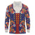 Norwegian Male Bunad Long Sleeve Polo Shirt with Rosemaling Folk Art Navy Color - Wonder Print Shop