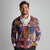 Norwegian Male Bunad Long Sleeve Polo Shirt with Rosemaling Folk Art Navy Color - Wonder Print Shop