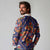 Norwegian Male Bunad Long Sleeve Polo Shirt with Rosemaling Folk Art Navy Color - Wonder Print Shop