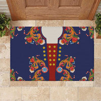 Norwegian Male Bunad Rubber Doormat with Rosemaling Folk Art Navy Color - Wonder Print Shop