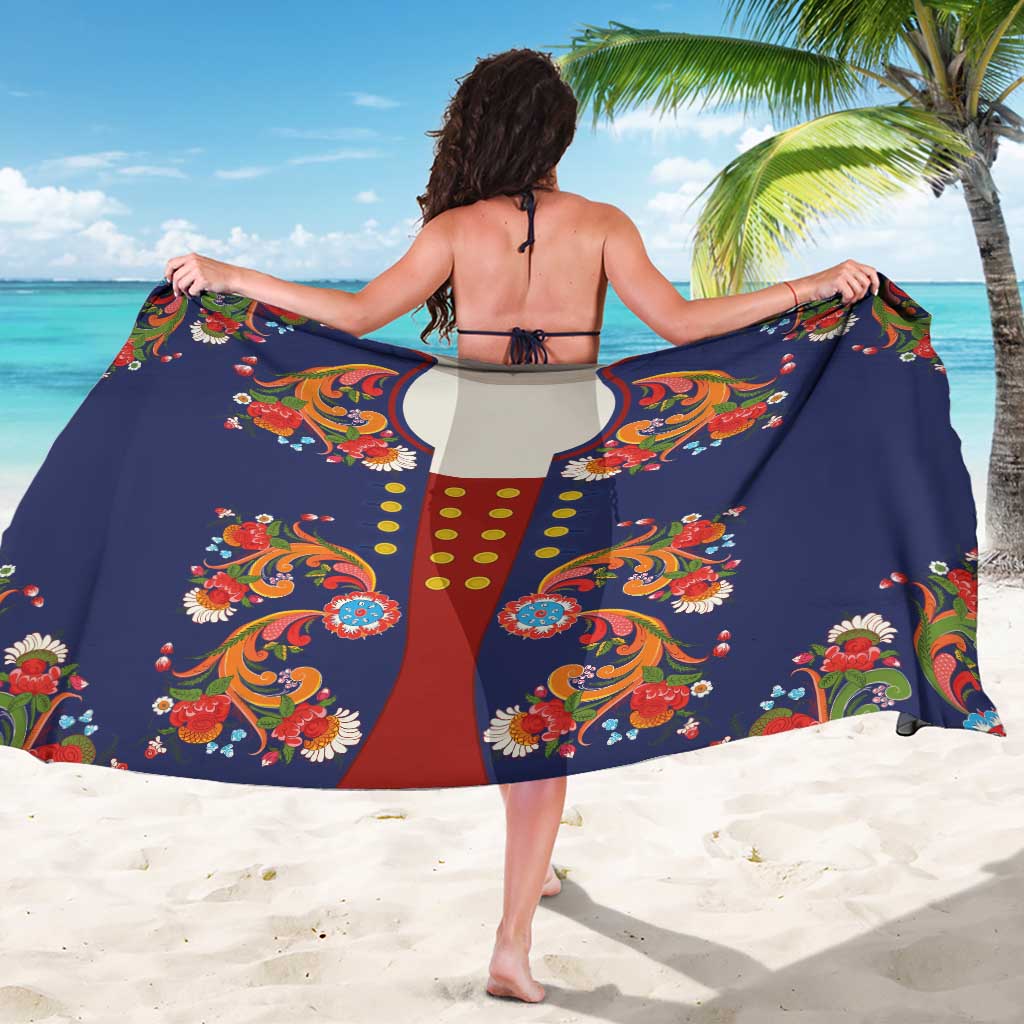 Norwegian Male Bunad Sarong with Rosemaling Folk Art Navy Color - Wonder Print Shop