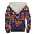 Norwegian Male Bunad Sherpa Hoodie with Rosemaling Folk Art Navy Color - Wonder Print Shop