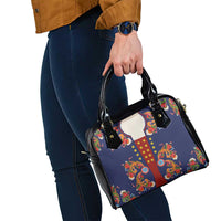 Norwegian Male Bunad Shoulder Handbag with Rosemaling Folk Art Navy Color - Wonder Print Shop