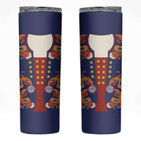 Norwegian Male Bunad Skinny Tumbler with Rosemaling Folk Art Navy Color - Wonder Print Shop