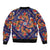 Norwegian Male Bunad Sleeve Zip Bomber Jacket with Rosemaling Folk Art Navy Color - Wonder Print Shop