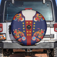Norwegian Male Bunad Spare Tire Cover with Rosemaling Folk Art Navy Color - Wonder Print Shop