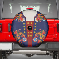 Norwegian Male Bunad Spare Tire Cover with Rosemaling Folk Art Navy Color - Wonder Print Shop