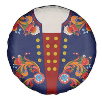 Norwegian Male Bunad Spare Tire Cover with Rosemaling Folk Art Navy Color - Wonder Print Shop