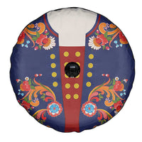 Norwegian Male Bunad Spare Tire Cover with Rosemaling Folk Art Navy Color - Wonder Print Shop
