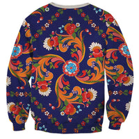 Norwegian Male Bunad Sweatshirt with Rosemaling Folk Art Navy Color - Wonder Print Shop
