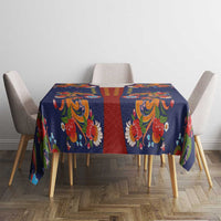 Norwegian Male Bunad Tablecloth with Rosemaling Folk Art Navy Color - Wonder Print Shop