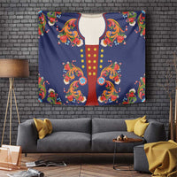 Norwegian Male Bunad Tapestry with Rosemaling Folk Art Navy Color - Wonder Print Shop