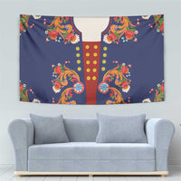 Norwegian Male Bunad Tapestry with Rosemaling Folk Art Navy Color - Wonder Print Shop