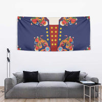 Norwegian Male Bunad Tapestry with Rosemaling Folk Art Navy Color - Wonder Print Shop
