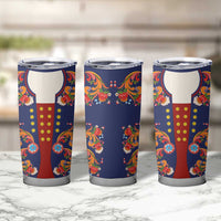 Norwegian Male Bunad Tumbler Cup with Rosemaling Folk Art Navy Color - Wonder Print Shop