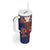 Norwegian Male Bunad Tumbler With Handle with Rosemaling Folk Art Navy Color - Wonder Print Shop