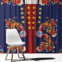 Norwegian Male Bunad Window Curtain with Rosemaling Folk Art Navy Color - Wonder Print Shop