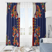 Norwegian Male Bunad Window Curtain with Rosemaling Folk Art Navy Color - Wonder Print Shop
