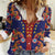 Norwegian Male Bunad Women Casual Shirt with Rosemaling Folk Art Navy Color - Wonder Print Shop