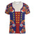 Norwegian Male Bunad Women V-Neck T-Shirt with Rosemaling Folk Art Navy Color - Wonder Print Shop