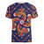 Norwegian Male Bunad Women V-Neck T-Shirt with Rosemaling Folk Art Navy Color - Wonder Print Shop