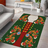 Norwegian Male Bunad Area Rug with Rosemaling Folk Art Green Color - Wonder Print Shop