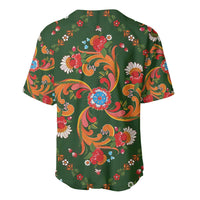 Norwegian Male Bunad Baseball Jersey with Rosemaling Folk Art Green Color - Wonder Print Shop