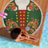 Norwegian Male Bunad Beach Blanket with Rosemaling Folk Art Green Color - Wonder Print Shop