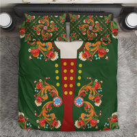 Norwegian Male Bunad Bedding Set with Rosemaling Folk Art Green Color - Wonder Print Shop