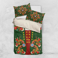 Norwegian Male Bunad Bedding Set with Rosemaling Folk Art Green Color - Wonder Print Shop