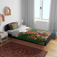Norwegian Male Bunad Bedding Set with Rosemaling Folk Art Green Color - Wonder Print Shop
