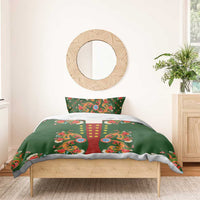 Norwegian Male Bunad Bedding Set with Rosemaling Folk Art Green Color - Wonder Print Shop