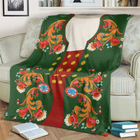 Norwegian Male Bunad Blanket with Rosemaling Folk Art Green Color - Wonder Print Shop