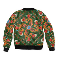 Norwegian Male Bunad Bomber Jacket with Rosemaling Folk Art Green Color - Wonder Print Shop