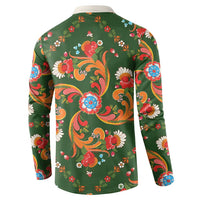 Norwegian Male Bunad Button Sweatshirt with Rosemaling Folk Art Green Color - Wonder Print Shop