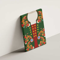 Norwegian Male Bunad Canvas Wall Art with Rosemaling Folk Art Green Color - Wonder Print Shop